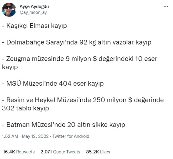 Kaşıkçı Elması'nın Kayıp Olduğu İddiası - Malumatfuruş